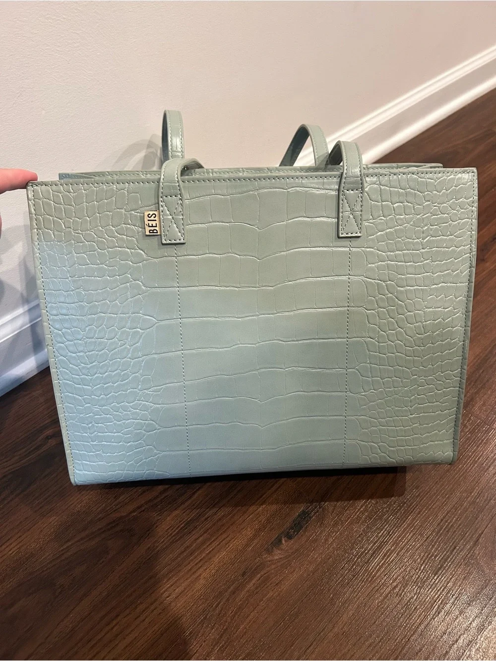 New Beis mini work tote in slate croc - Picture 2 of 14